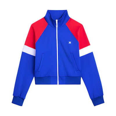 (Women) CELINE FW22 Contrast Logo Stand Collar Jacket Electric Blue. 2Y45A121O-07LH