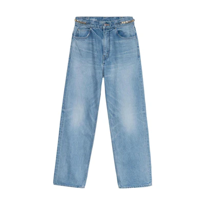 (Women) CELINE FW22 High-Waisted Washed Straight-Leg Jeans Blue 2N814634R-07SV