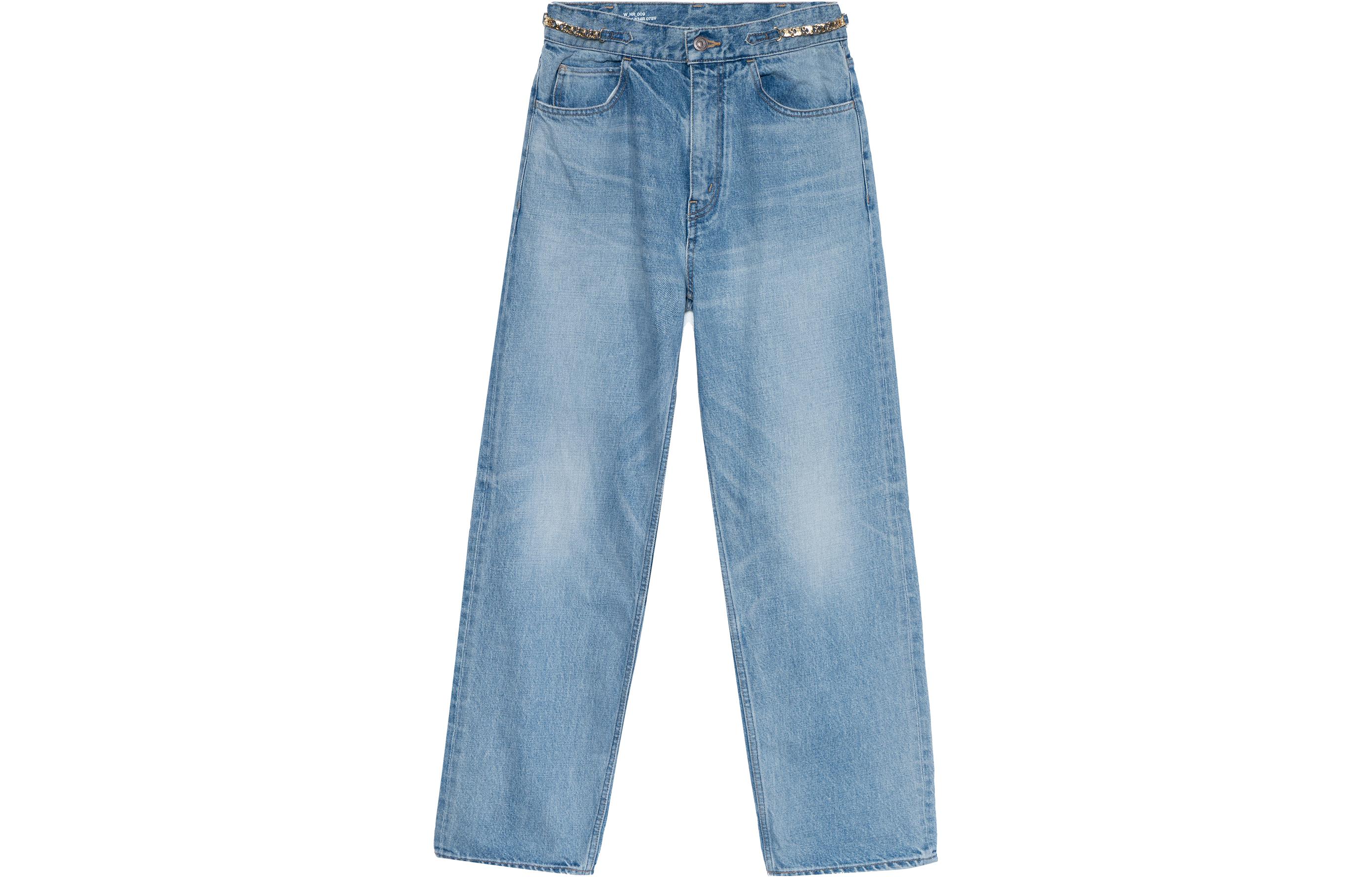 Order (W) CELINE FW22 Jeans High-Waisted Straight-Leg Biru Denim Wanita 2N814634R-07SV