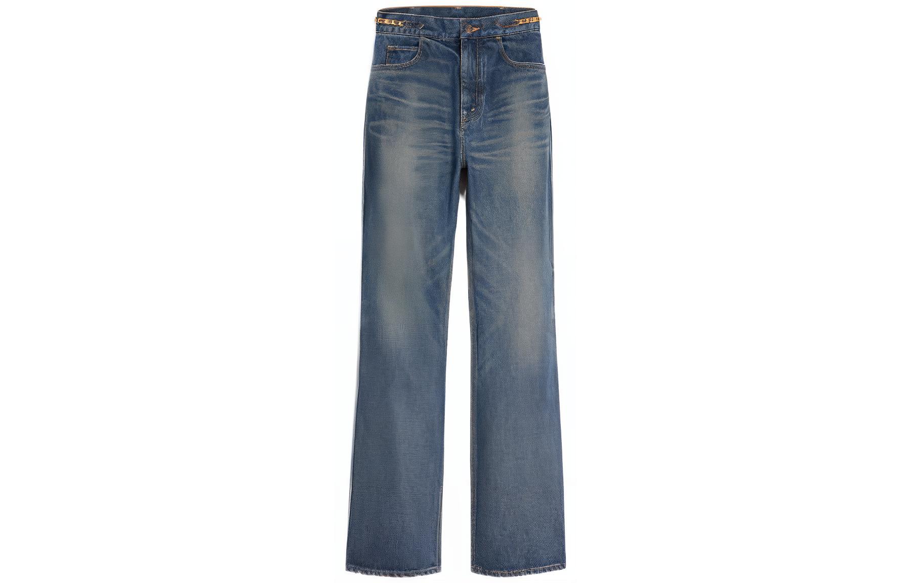 (Women) CELINE FW22 Jane Button Straight-Leg Mid-Rise Jeans Women Blue. 2N776365M-07DU