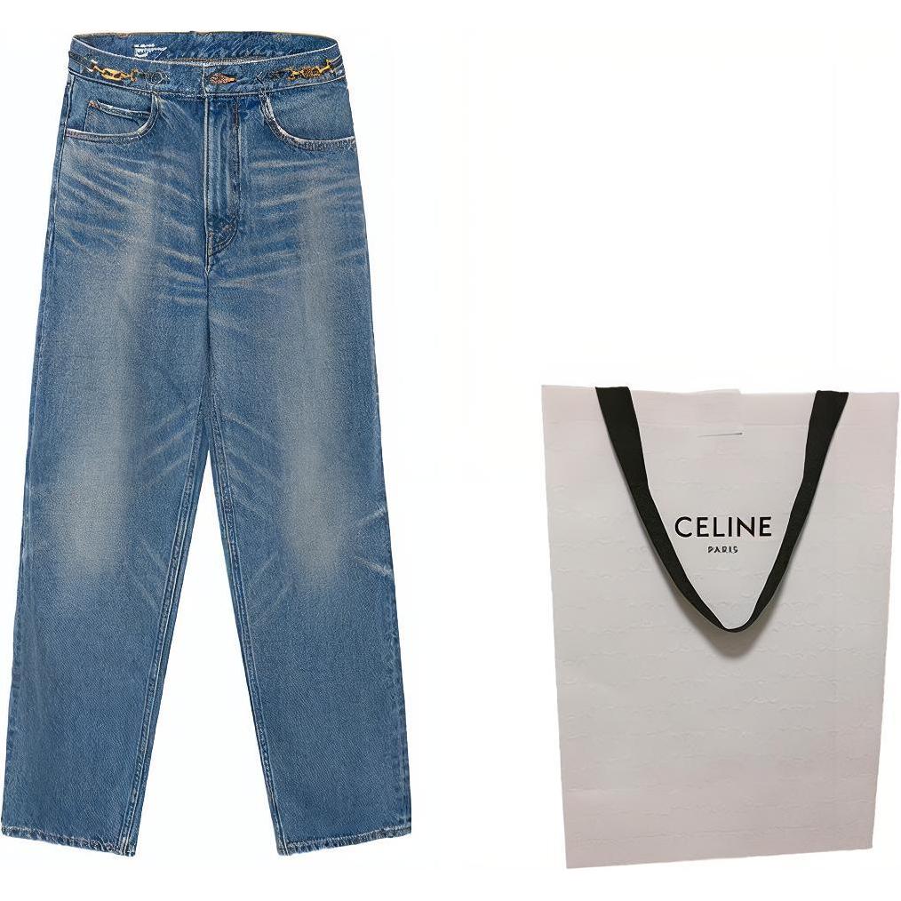 Shop (Women) CELINE FW22 Margaret Washed Straight-Leg Jeans Women’s Blue. 2N861930F-07UW