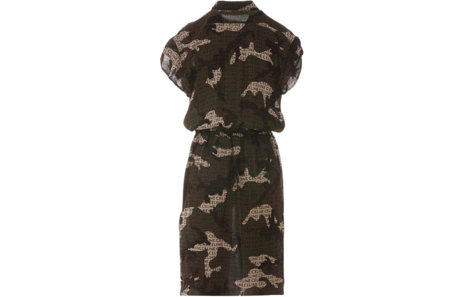 Lookbook (W) Vestido Camisero Verde CELINE FW22 Monogram de Manga Corta. 2R88E361R-38CF