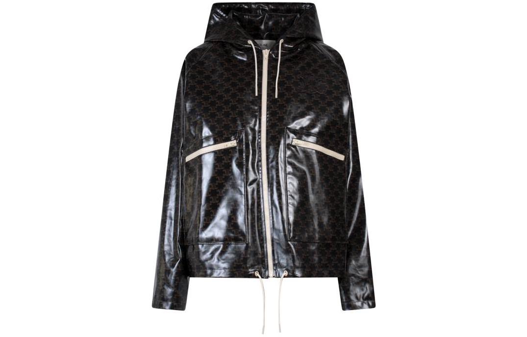 (Women) CELINE FW22 Monogram Zip Hoodie Jacket Brown  Casual Outerwear. 2W638287Q-19MP