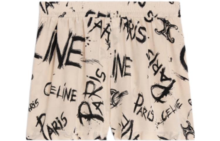 (Women) CELINE FW22 Nude Printed Graffiti Crepe Shorts Women’s. 2P711731R-11CN