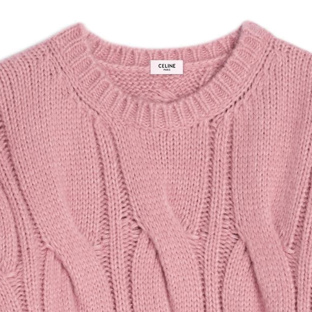 Cheap (W) CELINE 2022秋冬粉色粗线编织圆领毛衣. 2AF73086U-24PI