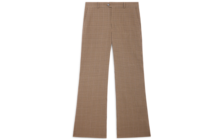 (Women) CELINE FW22 Plaid High-Waist Flared Straight Pants Women’s Brown 2P613871H-38MT