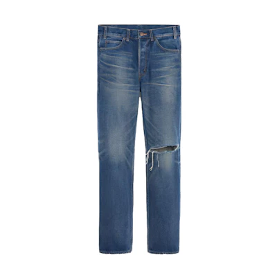 (Women) CELINE FW22 POLLY Distressed Mid-Rise Casual Jeans Women’s Blue. 2N754423R-08DD