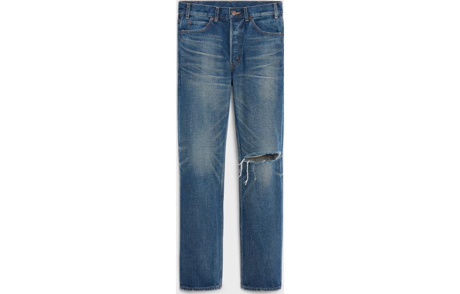 Order (W) CELINE FW22 POLLY做旧中腰休闲牛仔裤 女士蓝色裤子. 2N754423R-08DD