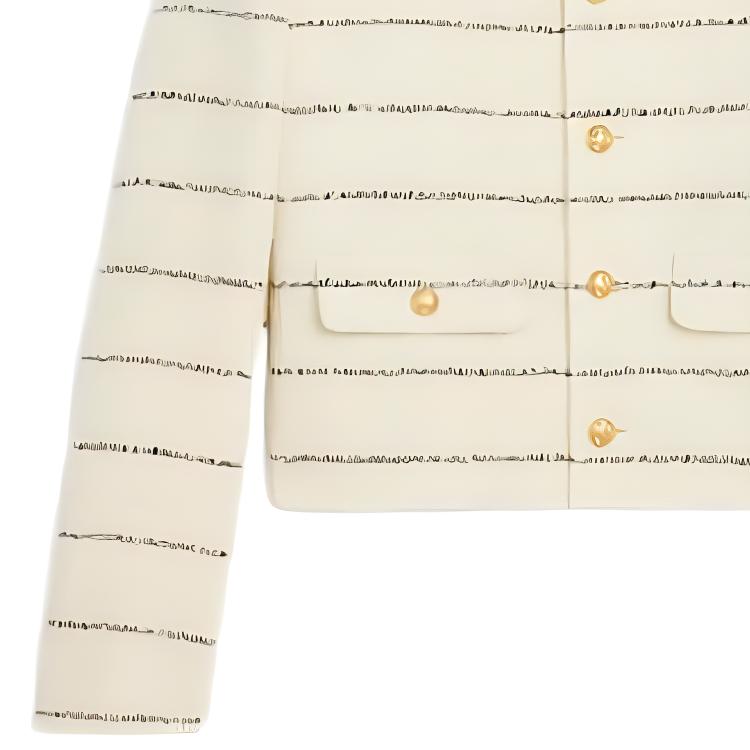 Purchase (Women) CELINE FW22 Striped Button-Up Crewneck Long Sleeve Jacket Beige - . 2V40J376R-01KC