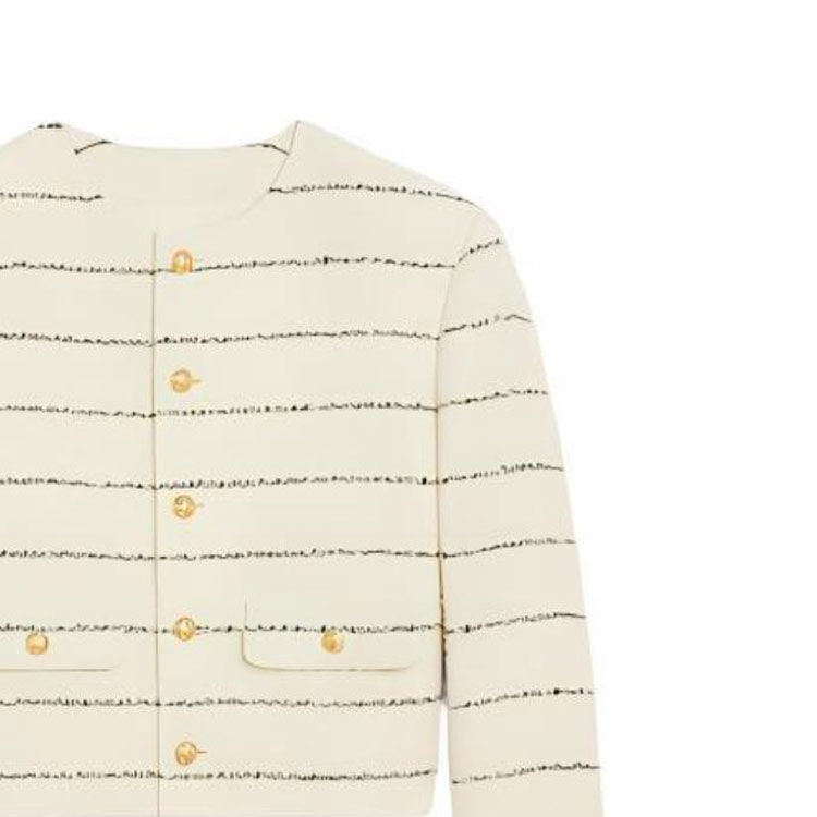Cheap (Women) CELINE FW22 Striped Button-Up Crewneck Long Sleeve Jacket Beige - . 2V40J376R-01KC