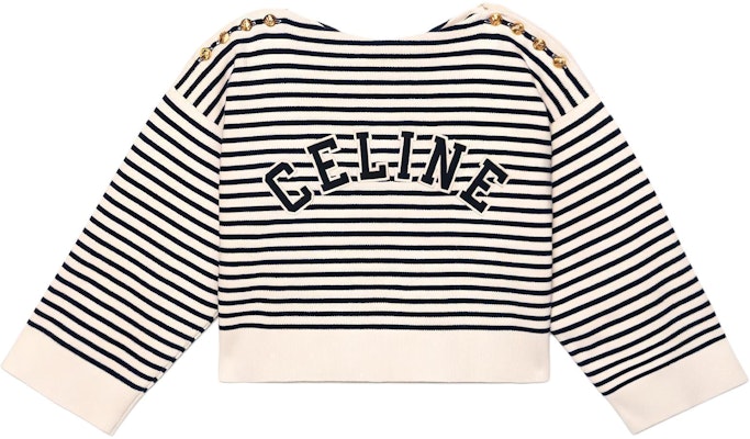 (W) CELINE FW22 Suéter Tejido A Rayas Cuello Redondo Corto Azul Marino. 2A95Z384N-01CN Buy (W) CELINE FW22 Suéter Tejido A Rayas Cuello Redondo Corto Azul Marino. 2A95Z384N-01CN