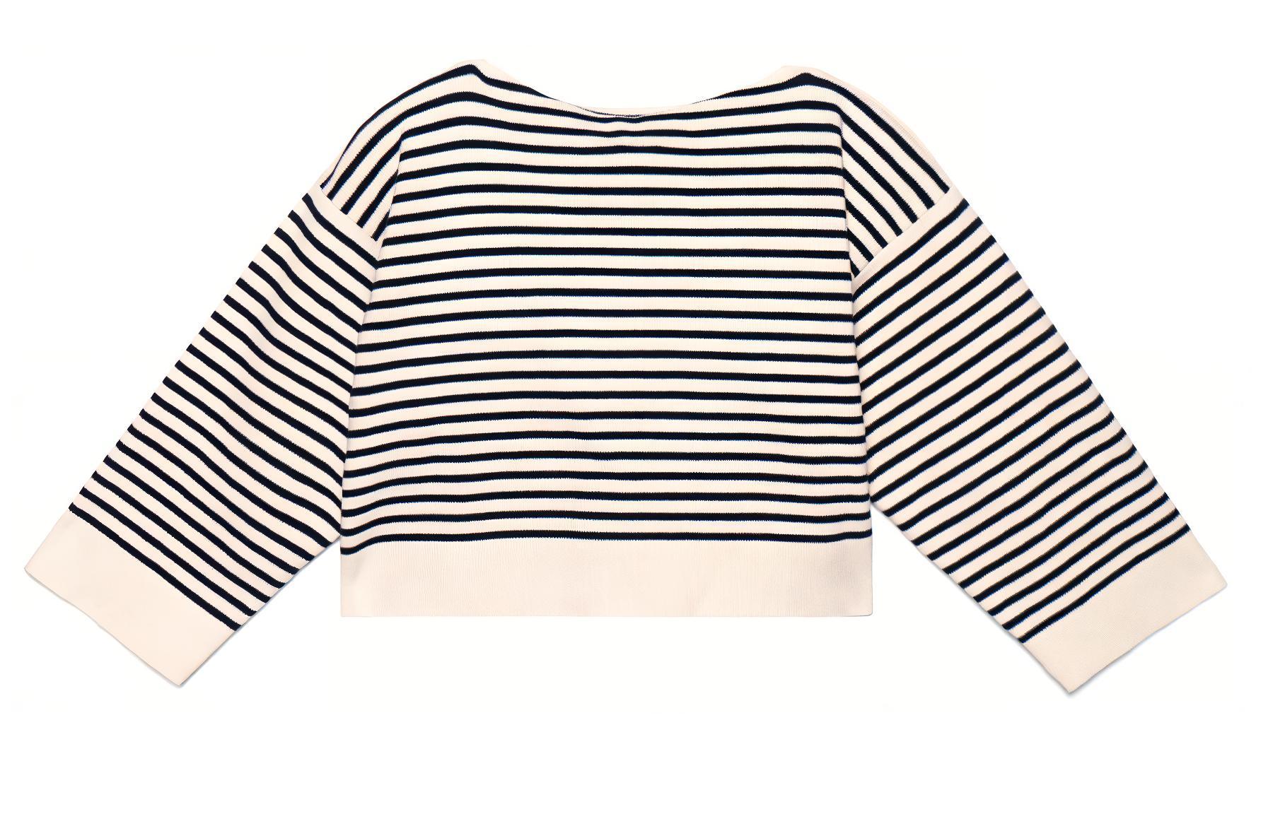 Lookbook (W) CELINE FW22 Suéter Tejido A Rayas Cuello Redondo Corto Azul Marino. 2A95Z384N-01CN