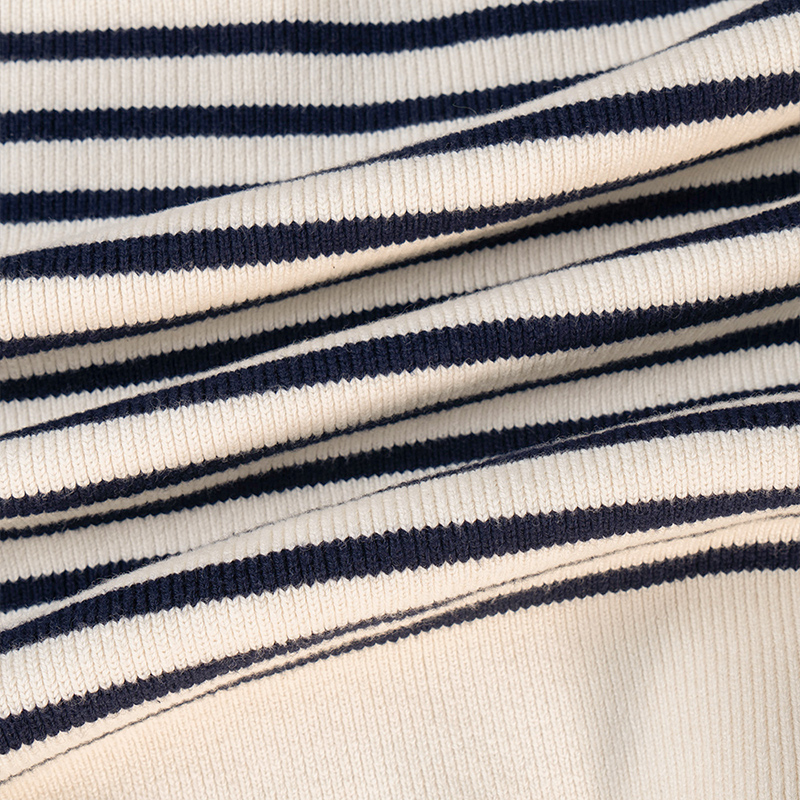 Sizing (W) CELINE FW22 Suéter Tejido A Rayas Cuello Redondo Corto Azul Marino. 2A95Z384N-01CN