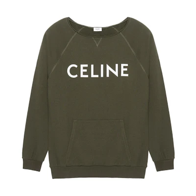 (Women) CELINE FW22 Women’s Logo Print Crewneck Sweatshirt Deep Khaki. 2Y423670Q-02DO