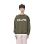Shop (W) 셀린 FW22 여성 로고 프린트 크루넥 스웨트셔츠 딥 카키. 2Y423670Q-02DO