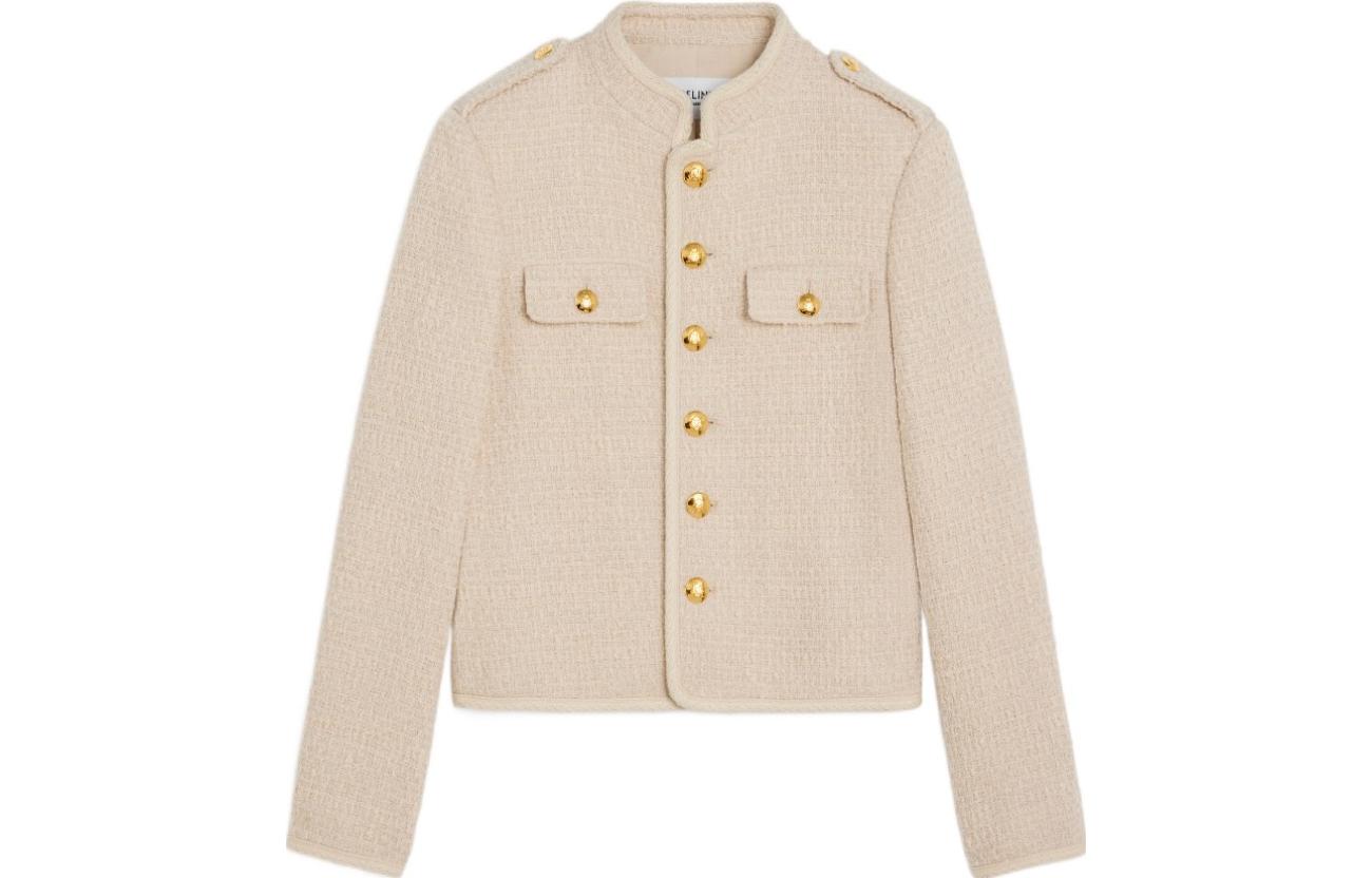(Women) CELINE FW23  Beige Solid Single-Breasted Casual Long Sleeve Jacket. 2V99P764L-03AB