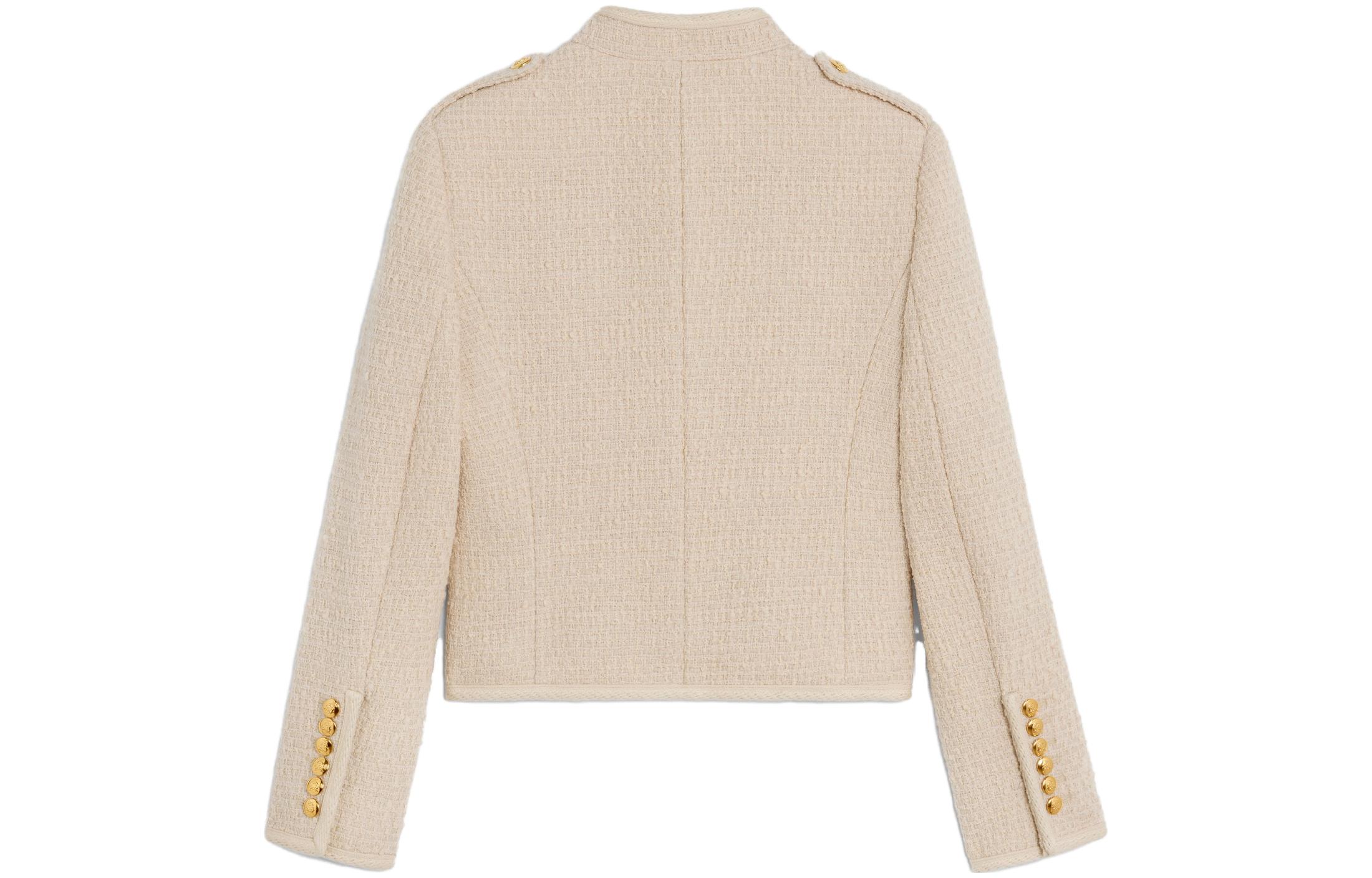 Lookbook (W) CELINE FW23 米色單排扣休閒長袖外套。 2V99P764L-03AB