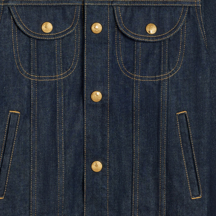 Shop (W) CELINE FW23 蓝色牛仔夹克 四口袋 前襟纽扣设计 2Q685799U-07IN