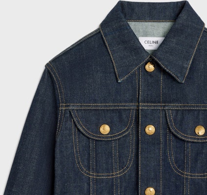 (W) 셀린 FW23 블루 데님 재킷, 포켓 4개 버튼 앞면. 2Q685799U-07IN Sizing (W) 셀린 FW23 블루 데님 재킷, 포켓 4개 버튼 앞면. 2Q685799U-07IN