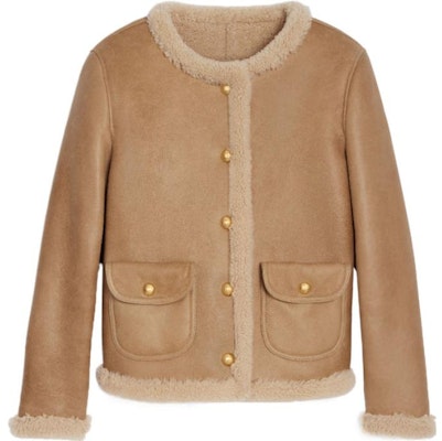 (Women) CELINE FW23 Brown Leather Jacket with Round Neck and Single Button Closure 2F457274T-18EM Order (Women) CELINE FW23 Brown Leather Jacket with Round Neck and Single Button Closure 2F457274T-18EM