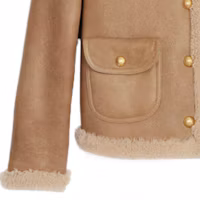 Sizing (W) CELINE FW23 棕色圓領單扣皮夾克 2F457274T-18EM