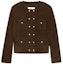 Buy (Women) CELINE FW23 Brown Round-Neck Double-Breasted Leather Jacket. 2F413712K-19ES