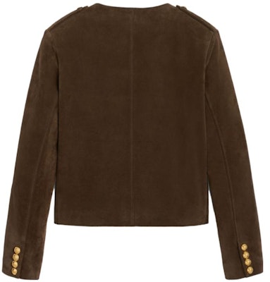 (Women) CELINE FW23 Brown Round-Neck Double-Breasted Leather Jacket. 2F413712K-19ES Lookbook (Women) CELINE FW23 Brown Round-Neck Double-Breasted Leather Jacket. 2F413712K-19ES