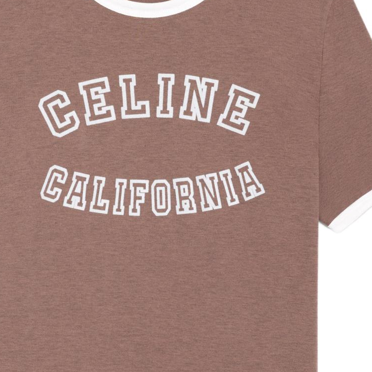 Details for (W) 赛琳 CELINE 2023秋冬配色块Logo印花T恤棕色 2X17H671Q-19VO
