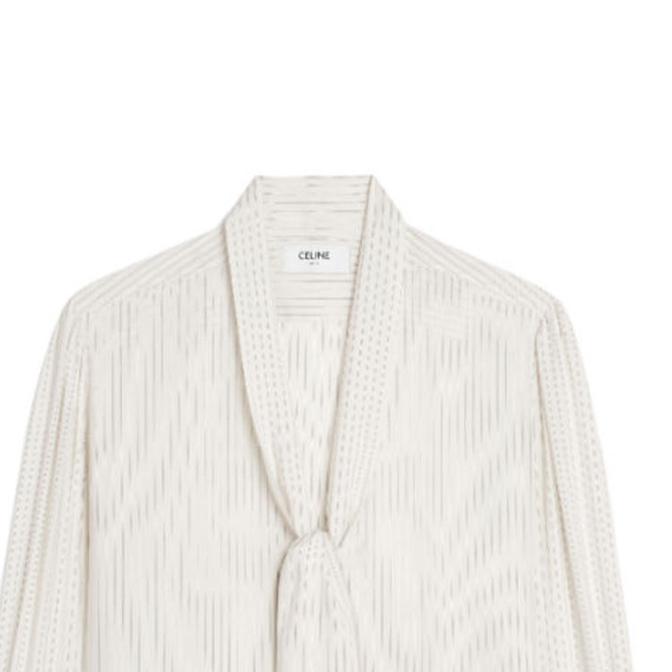 Shop (W) CAMISA LARGA RAYADA BLOQUES DE COLOR BLANCA MANGA LARGA CELINE FW23 2C988479V-98CG