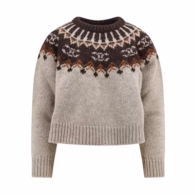 (Women) CELINE FW23 Embroidered Crewneck Sweater Multicolor. 2ADJ7823V-09GM