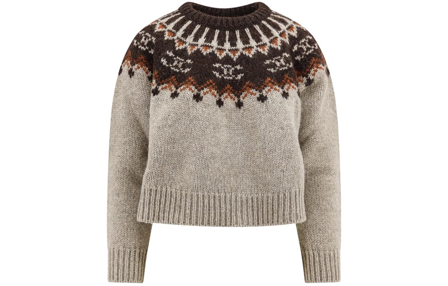 Order (W) CELINE FW23 Sweater Crewneck Bordir Multicolor. 2ADJ7823V-09GM