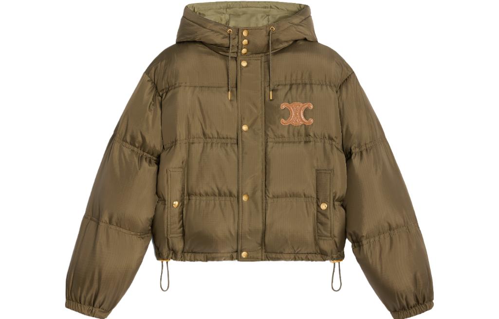 (Women) CELINE FW23  Khaki Hooded Embroidered Long Sleeve Down Jacket 2W799611T-02KK 圖 2