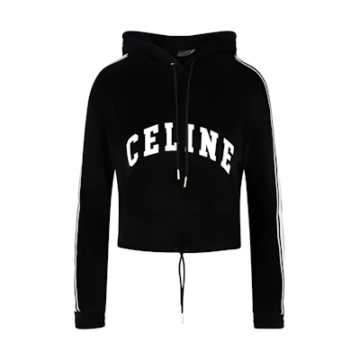 (Women) CELINE FW23 Logo Print Pullover Hoodie Black 2Y12C748Q-38AW