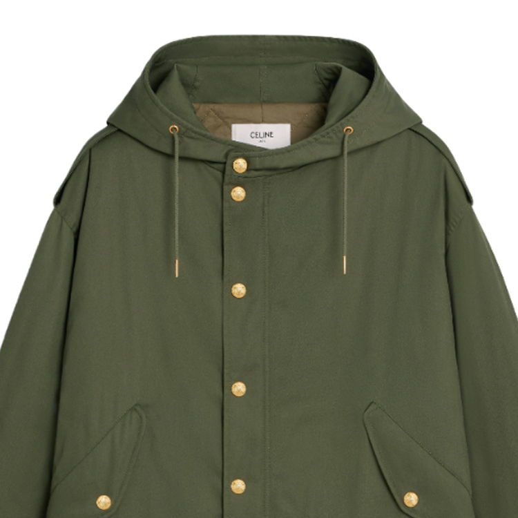 (Women) CELINE FW23  Military Green Hooded Cotton Jacket with Pockets. 2W953004N-02BE 圖 4