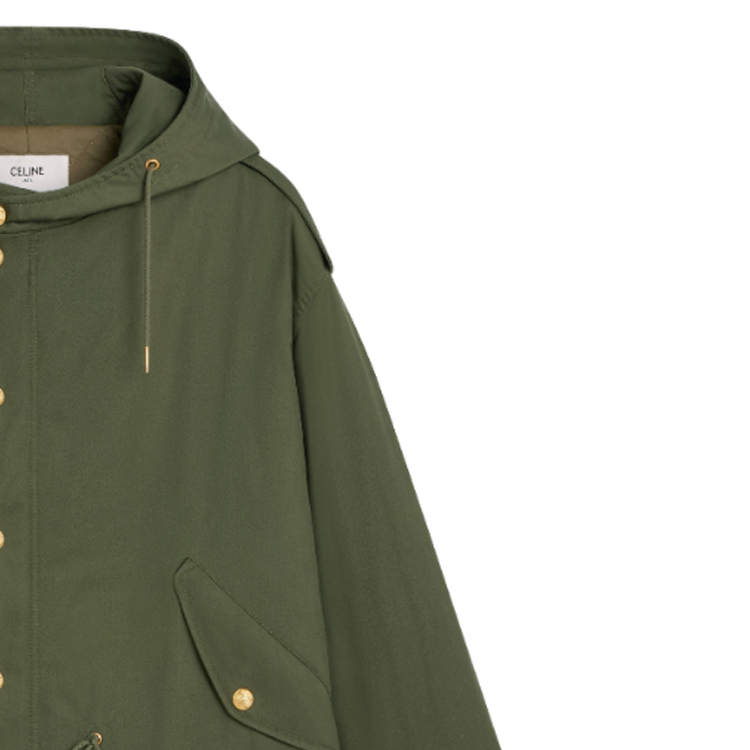 (Women) CELINE FW23  Military Green Hooded Cotton Jacket with Pockets. 2W953004N-02BE 圖 5