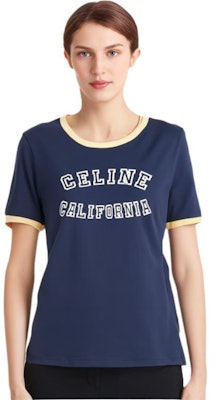 (W) セリーヌ FW23 ネイビーカラーブロック ロゴプリント 半袖Tシャツ 2X17H671Q-07FJ Details for (W) セリーヌ FW23 ネイビーカラーブロック ロゴプリント 半袖Tシャツ 2X17H671Q-07FJ