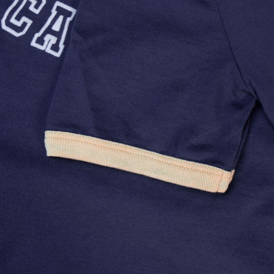 (W) セリーヌ FW23 ネイビーカラーブロック ロゴプリント 半袖Tシャツ 2X17H671Q-07FJ 1