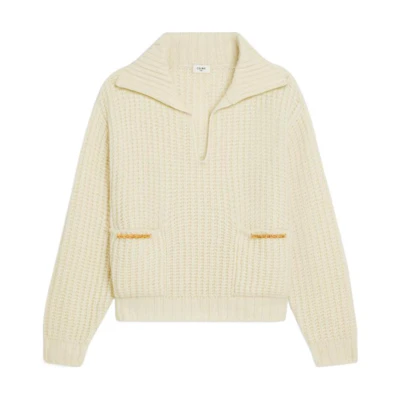 (Women) CELINE FW23 Ribbed Knit Collared Sweater Off-White 2ADX8284X-01OW