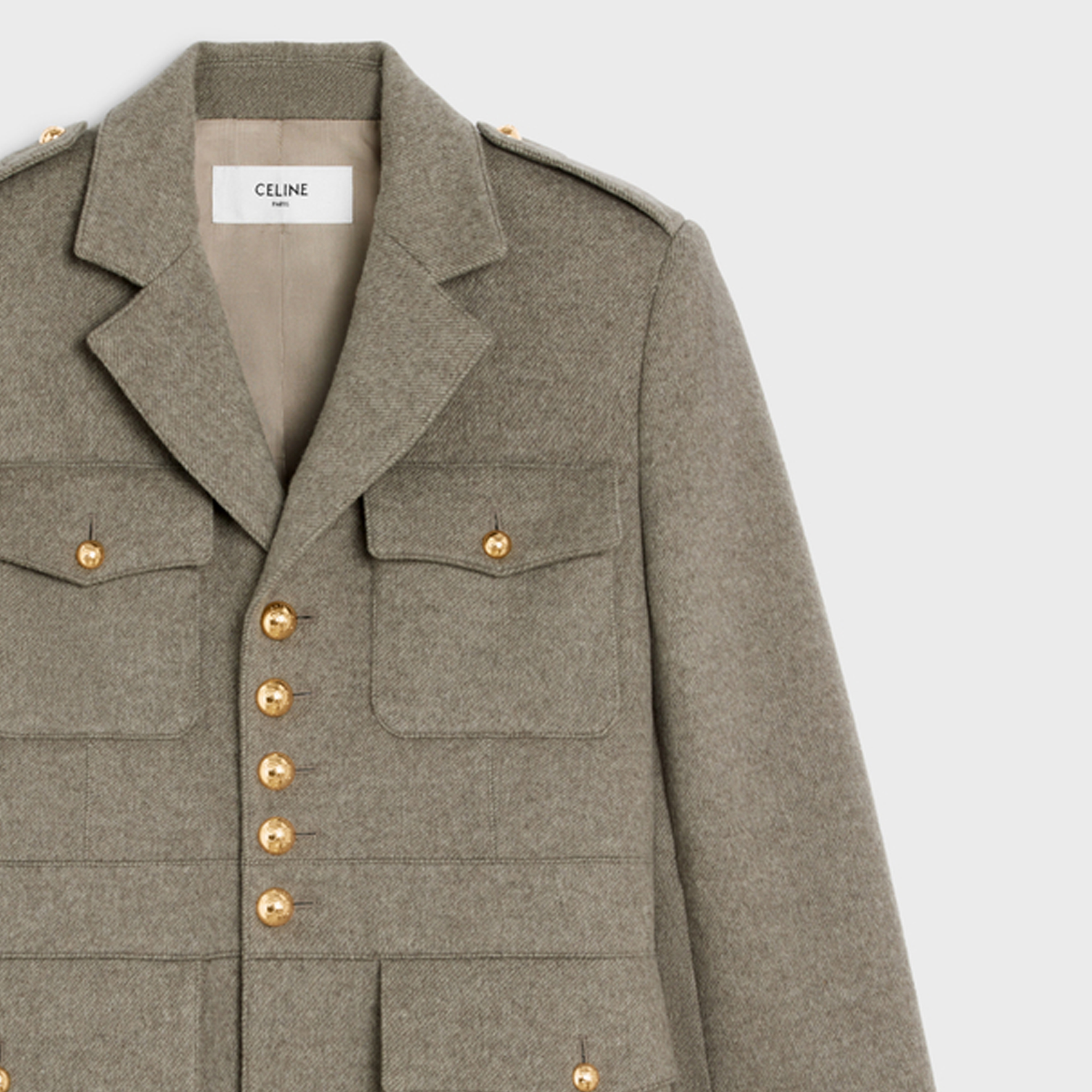 Purchase (W) CELINE FW23 灰米色單排扣長袖外套大衣 2V92P427T-02GI