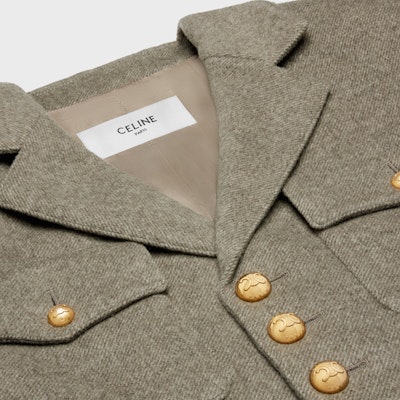 (W) CELINE FW23 灰米色單排扣長袖外套大衣 2V92P427T-02GI Details for (W) CELINE FW23 灰米色單排扣長袖外套大衣 2V92P427T-02GI