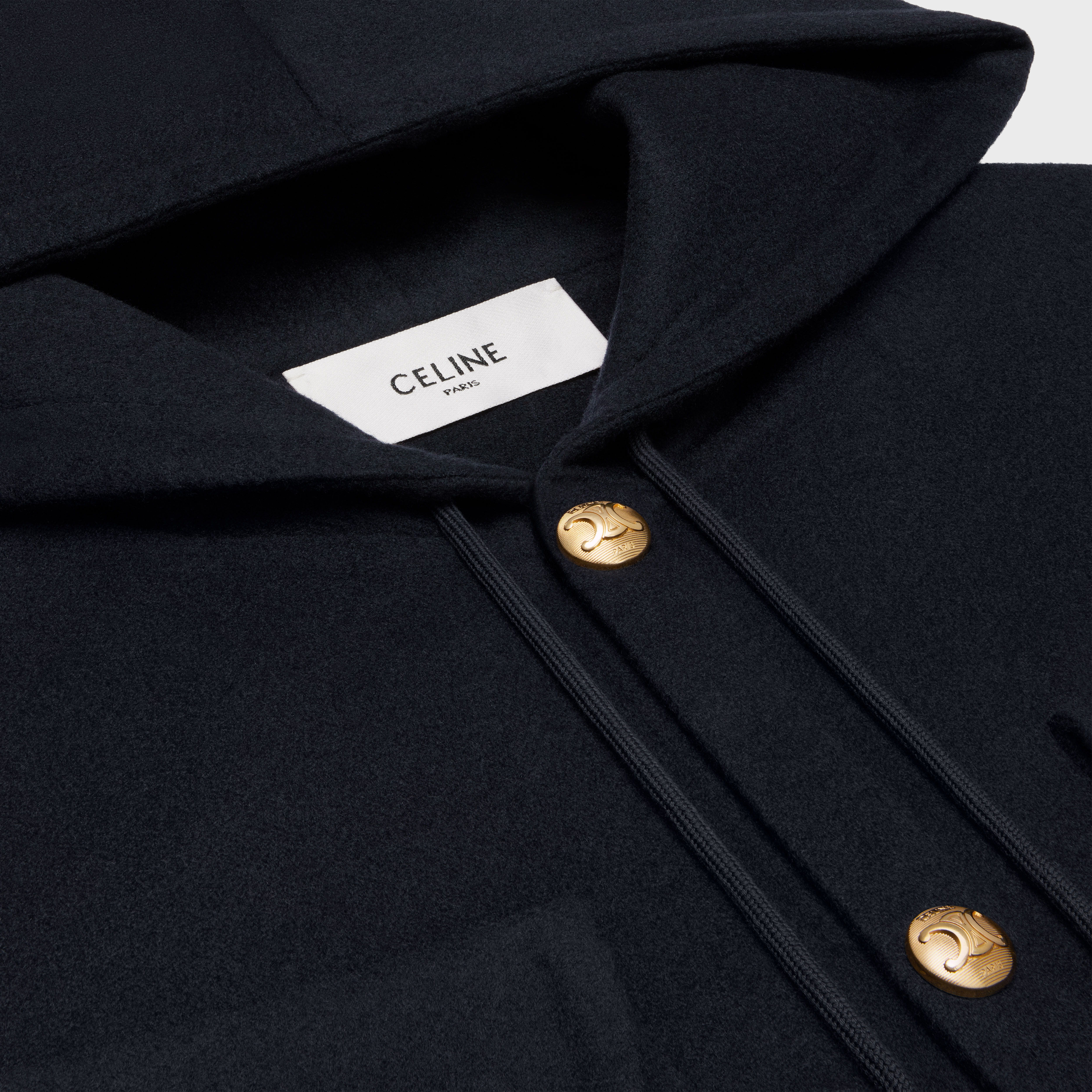 (Women) CELINE FW23  Solid Color Hooded Button-Up Jacket Navy Blue 2M29B6700-07MR 圖 5