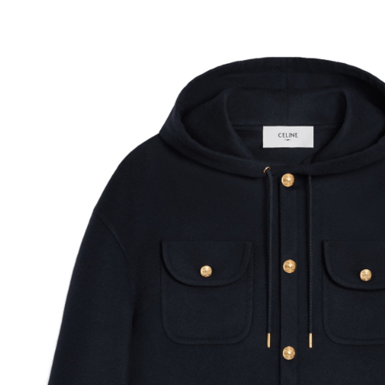 (Women) CELINE FW23  Solid Color Hooded Button-Up Jacket Navy Blue 2M29B6700-07MR 圖 6