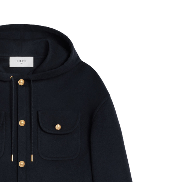 (Women) CELINE FW23  Solid Color Hooded Button-Up Jacket Navy Blue 2M29B6700-07MR 圖 7