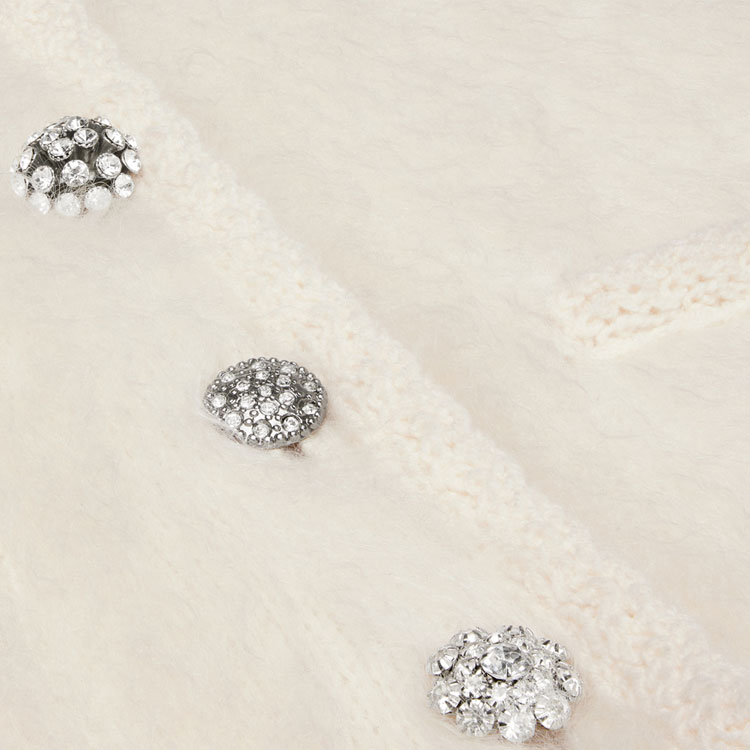 Details for (W) 셀린 FW23 솔리드 컬러 롱슬리브 니트 가디건 - 오프 화이트 2AD9D440U-01OW