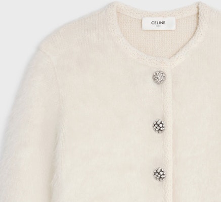 (W) 셀린 FW23 솔리드 컬러 롱슬리브 니트 가디건 - 오프 화이트 2AD9D440U-01OW Sizing (W) 셀린 FW23 솔리드 컬러 롱슬리브 니트 가디건 - 오프 화이트 2AD9D440U-01OW