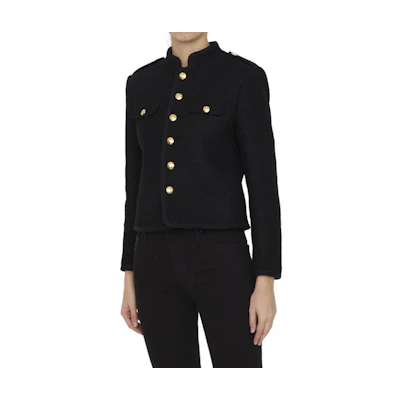 (Women) CELINE FW23 Solid Color Single-Breasted Casual Jacket Black. 2V99P764L-38NO