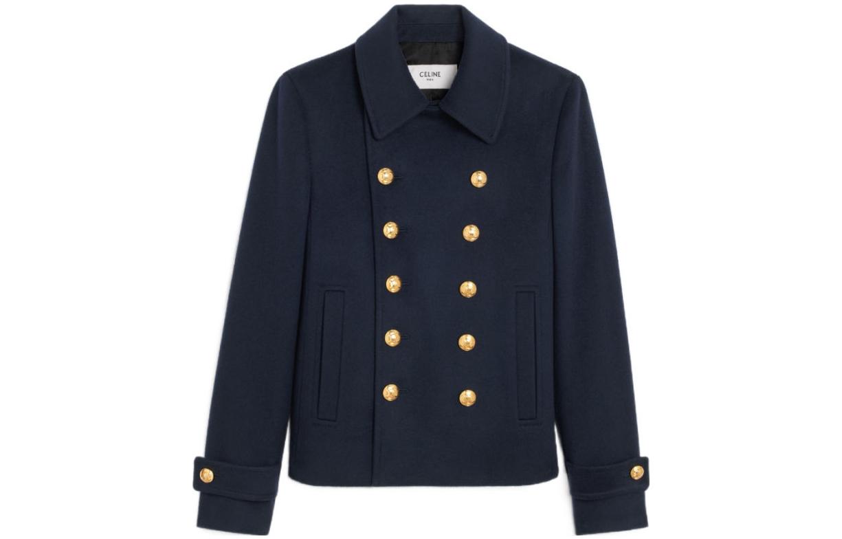 (Women) CELINE FW23  Solid Double-Breasted Casual Jacket - Dark Blue 2M16B998K-07MR