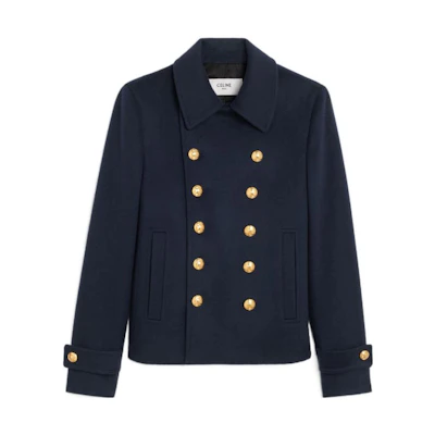 (Women) CELINE FW23 Solid Double-Breasted Casual Jacket - Dark Blue 2M16B998K-07MR