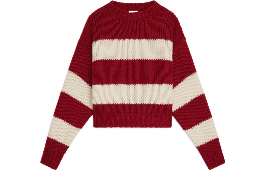 (Women) CELINE FW23  Striped Knit Sweater Red White Casual Loose Fit 2ADC4932V-01LV