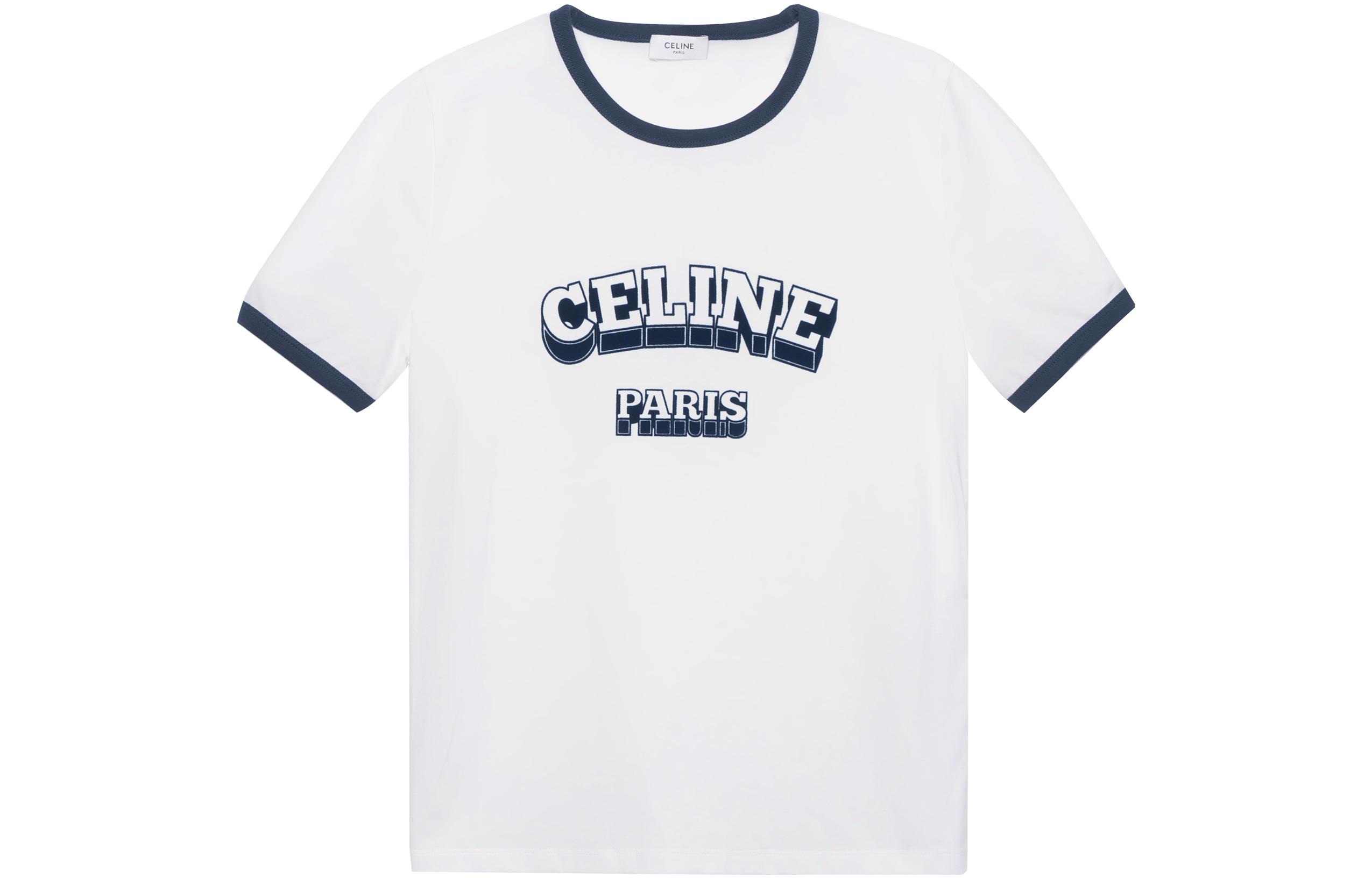 (Women) CELINE FW23  White Short Sleeve T-Shirt with Logo Print. 2X36H671Q-01MA